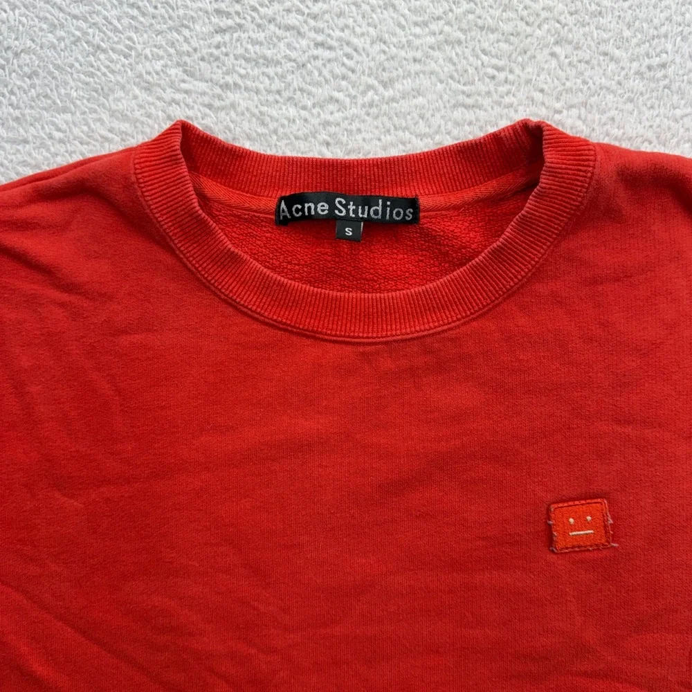 Acne Studios Dramatic Moh Red Mohair Wool Blend Face Patch Sweater Size S